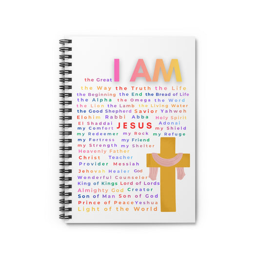 "The Great I am" Spiral Ruled Notebook with Cross & Names of Jesus