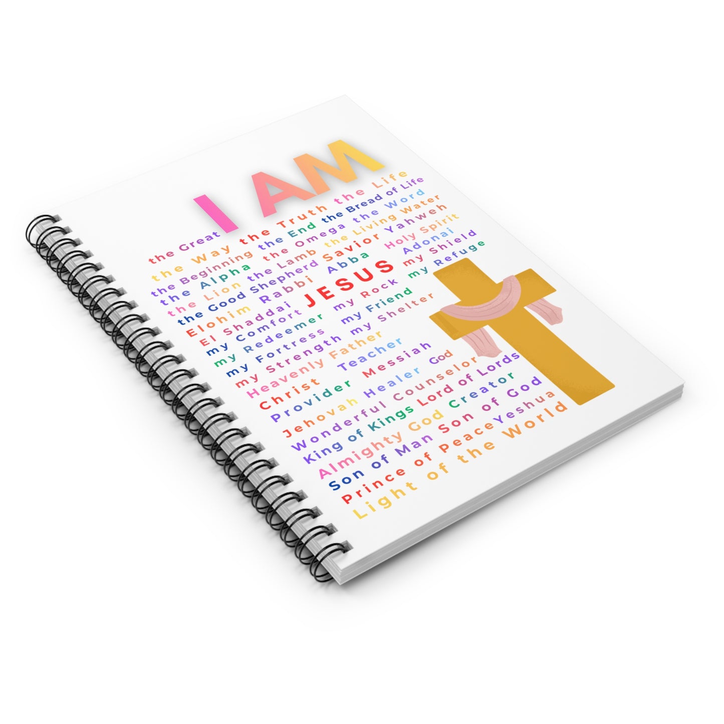 "The Great I am" Spiral Ruled Notebook with Cross & Names of Jesus